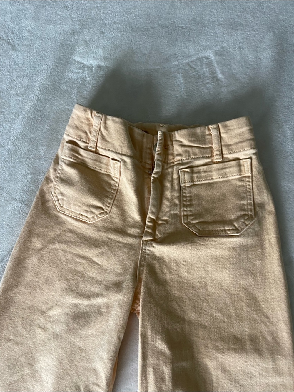 Anthropologie Pilcro Wide-Leg Cotton Tan Peach Crop Denim Pants - Picture 3 of 11